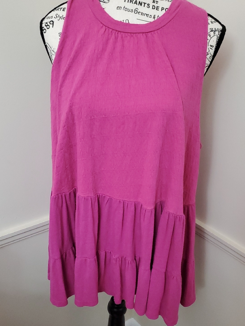 Free People Top Womens Dark Pink Right on Time Tunic Top in Raspberry  Oversized